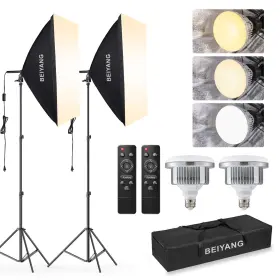 Softbox-1 Beiyang 784110283095 Softbox Lighting Kit 2x20ftftx28ftft Photography Soft Box With 2 Pcs 85w