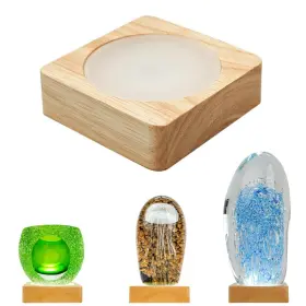Bituulor 782731587844 Wood Light Base Led Display Stand For Acrylic Crystal Art Glass 3.3 Inch Whi