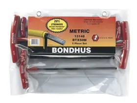 13148 Bondhus Set Of 5 Balldriver T-handles Sizes 4-10mm