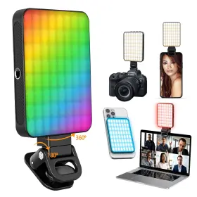 64728 Bonkyo Rgb Led Magnetic Selfie Phone Light 136 With 3cct/rgb 360 Full Color And