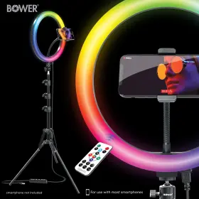 Bower 313046830846 12-inch Led Rgb Ring Light Studio Kit With Special Effects Black #2