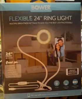 Bower 636980261317 Social Media Ring 24 Leds Live Light/phone Holder Flexible Inch With Clip