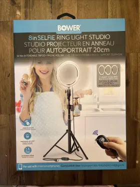 Bower 636980261805 8 Selfie Ring Studio Light With 51 Inch Extendable Tripod Phone Holder
