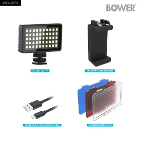 Bower 636980262277 50 Led Photo/video Light With Phone Mount Holder Black #3