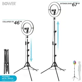 Bower 636980880945 12 Inch Foldable Ring Light With Adjustable Stand And Remote Control Black #3