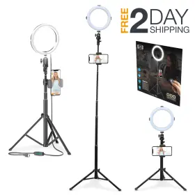 Bower 705354002990 Aro De Luz Para Mesa Profesional 8 Pulgadas Celular Grabar Videos Con Tr Pode