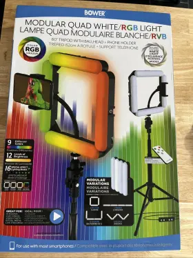 Bb-msqu4w Bower Modular Quad White Rgb Smartphone Tripod And Lights