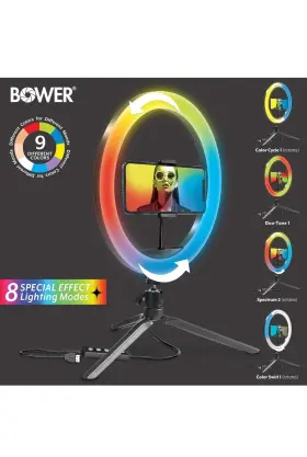 Wa-rgb10tt Bower 10 Inch Rgb Tabletop Selfie Ring Light For Live Streaming And Social Media