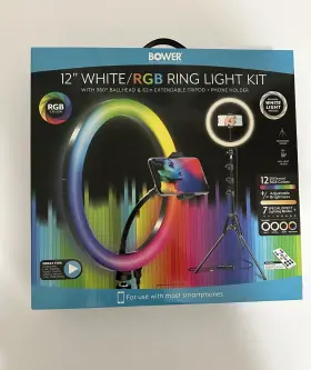 Wa-rlsrgb12 Bower 12 Inch Rgb Ring Light Studio Kit With Phone Mount And 360 Degree Ball Head Adapt