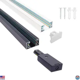 Brand Hsjzzm Hs-001track 5ft H Track Lighting Kit - 120v Black 3-wire Circuit With End Caps And Connector