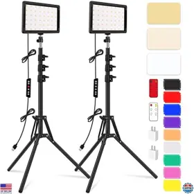 B0bglwdhdz Brand Unicucp 2-pack Led Video Light Kit With 61.99 Inch Tripod - Dimmable 2400-6800k 9 Filters