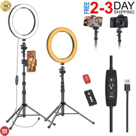 52144 Branded 10 Inch Ring Light Selfie With Tripod Stand And Phone Holder Bluetooth