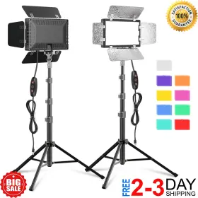5625 Branded 2 Pack Led Video Photography Lighting Kit With 54ftft Tripod Stand Dimmable 5600k