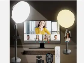 B0d8kxv1qk Branded Ring Light With Stand Full-screen For Desk Phone Holder Remote Control Touch