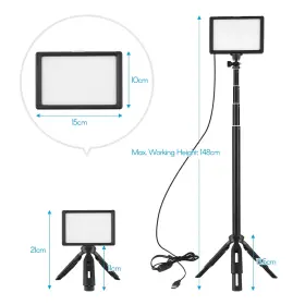 Branded01 445007087037 2 Pack Led Video Light Kit Dimmable 5600k Usb 120 With Adjustable Tripod Sta #3