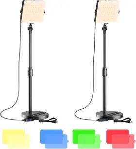 Branded01 445007959914 2-pack Led Video Light With Stand Home Studio Back Lights Photo Co