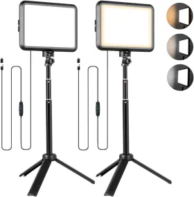 Branded01 445033656627 Led Photography Lighting Kit 2-pack 8 Inch Portable Video Light With Adjustable Tri