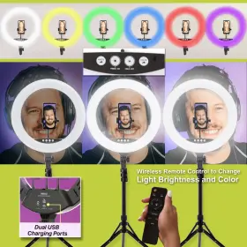 Branded01 445034964912 18 Inch Led Rgb Ring Light With Tripod Phone Holder Usb Charging Ports And Wireles #2