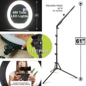 Branded01 445034964912 18 Inch Led Rgb Ring Light With Tripod Phone Holder Usb Charging Ports And Wireles #3