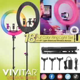Branded01 445034964912 18 Inch Led Rgb Ring Light With Tripod Phone Holder Usb Charging Ports And Wireles