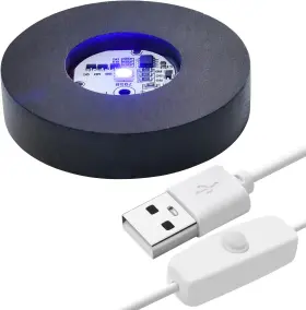 Branded01 711181026573 Wood Led Light Base For Acrylic Resin Crystal Glass Art 7 Color Cycle Usb Cr
