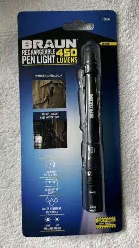 7086 Braun Flash Light Pen 450 Lumens Rechargeable