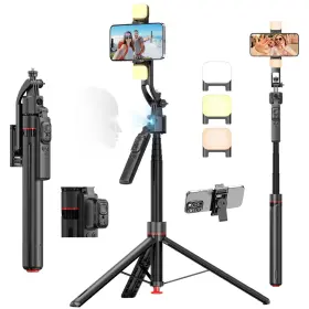 Tt07 Brdoogu Phone Tripod With Light And Bluetooth Remote 69.3 Inch Auto Face Tracking 3