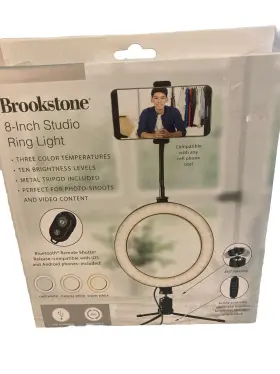 Brookstone 810033212208 8ftft Led Photo / Video Studio Ring Light Kit With Tripod And Phone Mount