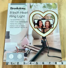 Brookstone 810033213366 8 Inch Heart Ring Light Led 3 Color Temps With Tripod New In Box