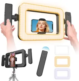 Ceroray 746291571132 Handheld Smartphone Led Ring Light Video Rig With 20m Bluetooth Remote Handle