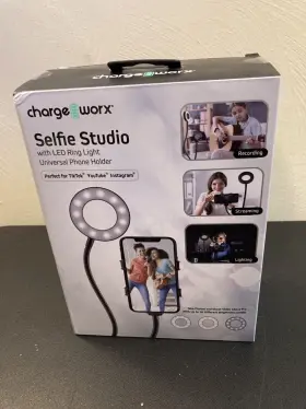 Chargeworx 643620016701 New Selfie Studio Streaming Led Ring Light Flexible Arm Phone Holder #3