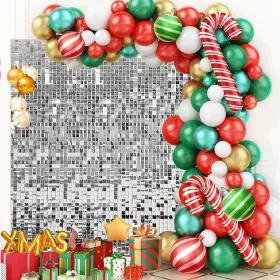 Hl-lpq-24pc-silver Cherocito 4ft X 6ft Silver Shimmer Wall Backdrop Shiny Sequins 24pcs D