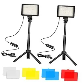 Ci-fotto 726084751132 Led Video Light 2-pack 5600k Dimmable Usb Photo Lights With Mini Tripod And