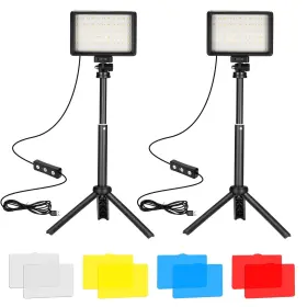 Pc-02 Ci-fotto Led Video Light 2-pack 5600k Dimmable Usb Photo Lights With Mini Tripod And