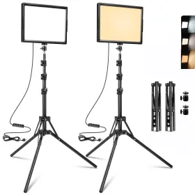 Ci-fotto Tc011-uk Led Photo Video Light 2-pack Bi-color 2800-6500k Dimmable Usb Continuous