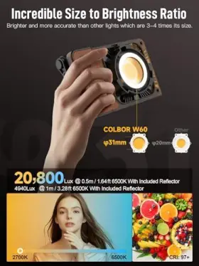 Colbor 898756500287 Video Light W60 60w 2700k-6500k Bi-color Pocket Continuous Output Ligh #3
