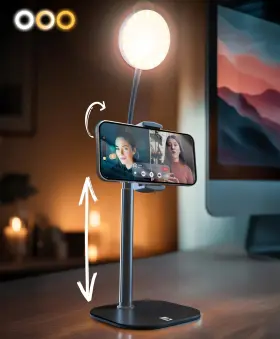 Cpr234xxx070 Cooper Phone Stand For Recording With Light Desk - Chatstand Halo 9-14 Inch Adjustab