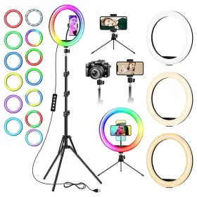 Cshidworld 445032311305 13 Inch Rgb Selfie Ring Light With Tripod Stand And Phone Holder 26 Modes 10