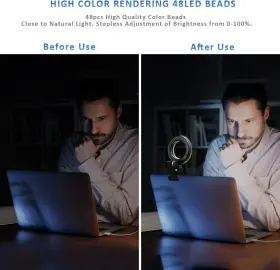 Cyezcor 689994333570 Video Conference Lighting Kit Ring Light For Monitor Clip On Remote Call #2