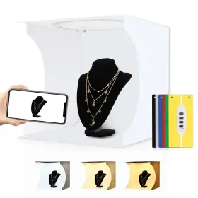 Depthlan 631161476191 Photo Light Box 12 Inch Portable Folding Photography Tent Kit With White Li