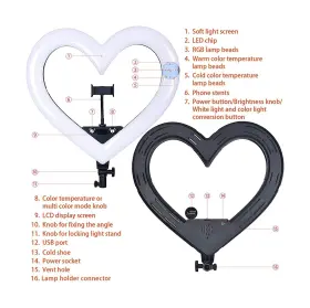 Lvieled001 Dihua Heart Shaped Ring Light With Stand 19-inch Seven-color Dimming Led #2