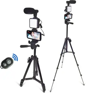 Docleen 445050915929 Smartphone Video Kit Vlogging Youtuber With Microphone Light Tripod 5