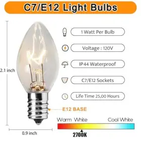 Lr-i-c-1-5-a9 Dongguan Lianrun Lighting Co Ltd 2 Pack Accessory Cord With Light Bulb 6ft C7-1 Lights-2 Pk-white #3