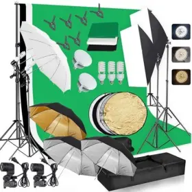 Ecoexplorer 967758851268 Photography Lighting Kit With 3 Color Backdrops 5500k 85w Remote Control Li