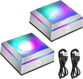 H296430-e001800462fba Eeekit 2pcs Led Light Display Base For 3d Crystal Glass Art 6 Colors Square Fla