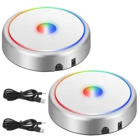 H39196s-e001746049fba Eeekit 2 Pack Led Light Base 6 Color Round Show Stand Non-slip Silver
