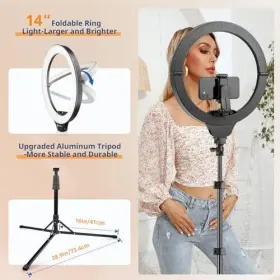 Eicaus 747165754361 14ftft Foldable Ring Light With 67ftft Tall Phone Tripod Selfie #3