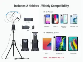 Elitehood 889787878831 12 Ring Light With Tripod Stand 72 Tall And Ipad/phone Holder Dimmable S #2