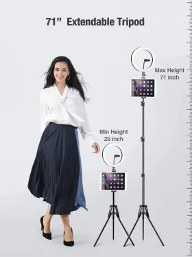 Elitehood 889787878831 12 Ring Light With Tripod Stand 72 Tall And Ipad/phone Holder Dimmable S #3