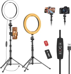 Emart 445013321385 Ring Light With 55 Inch Extendable Tripod Stands And Phone Holder